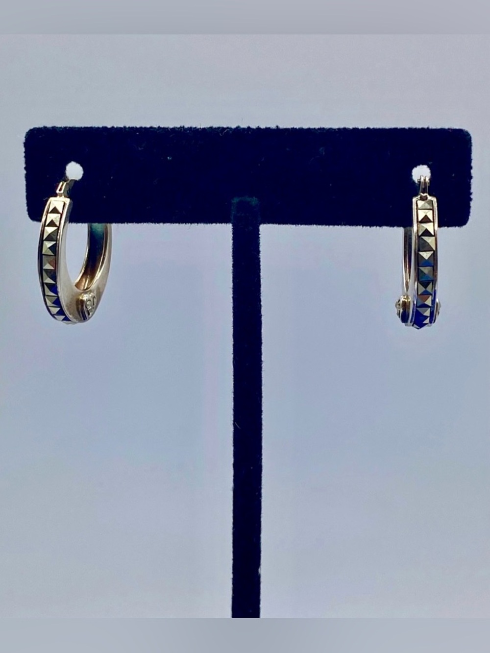 Sterling Silver Marcasite Hoop Earrings